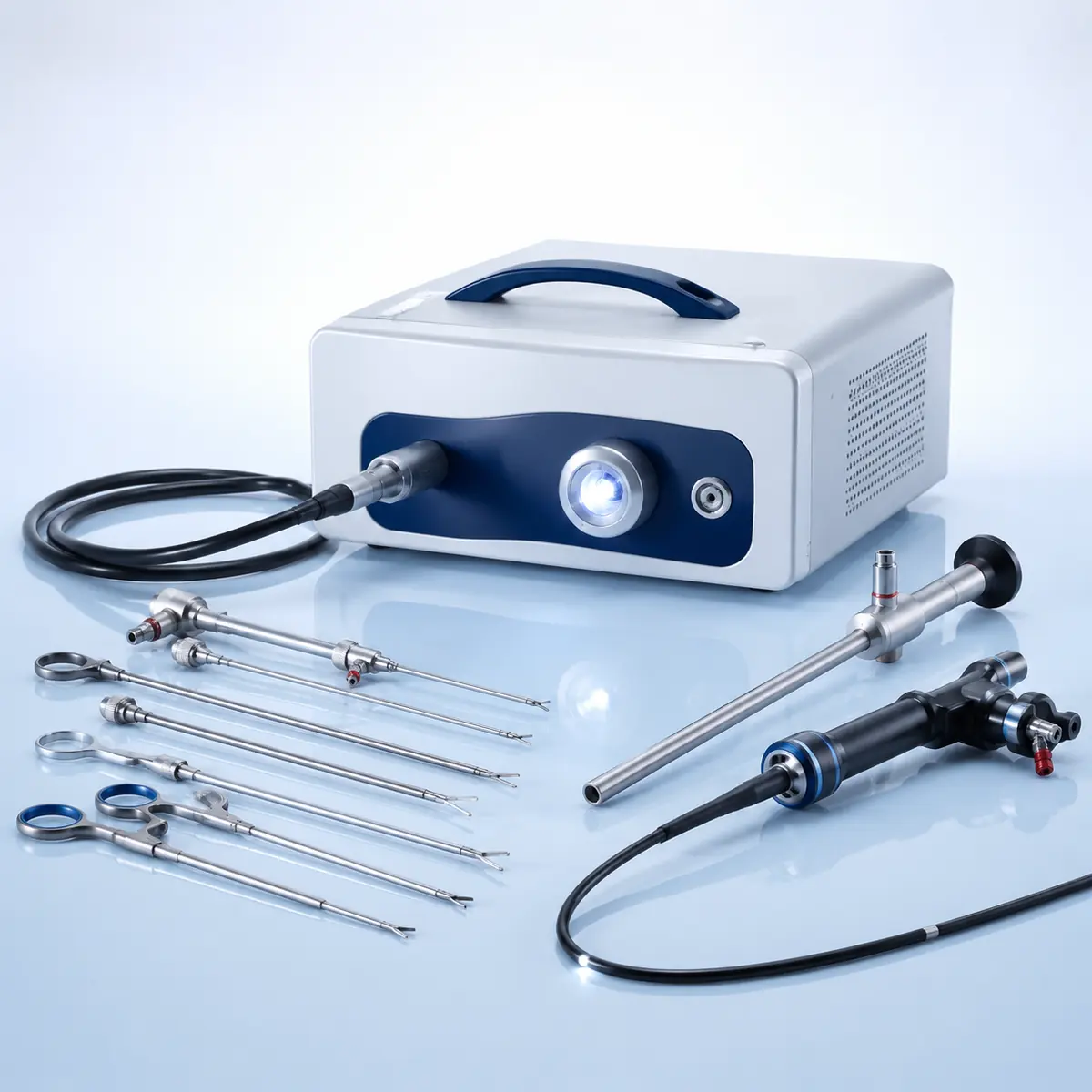 LED Light Source surgical instrument on a clean clinical blue background