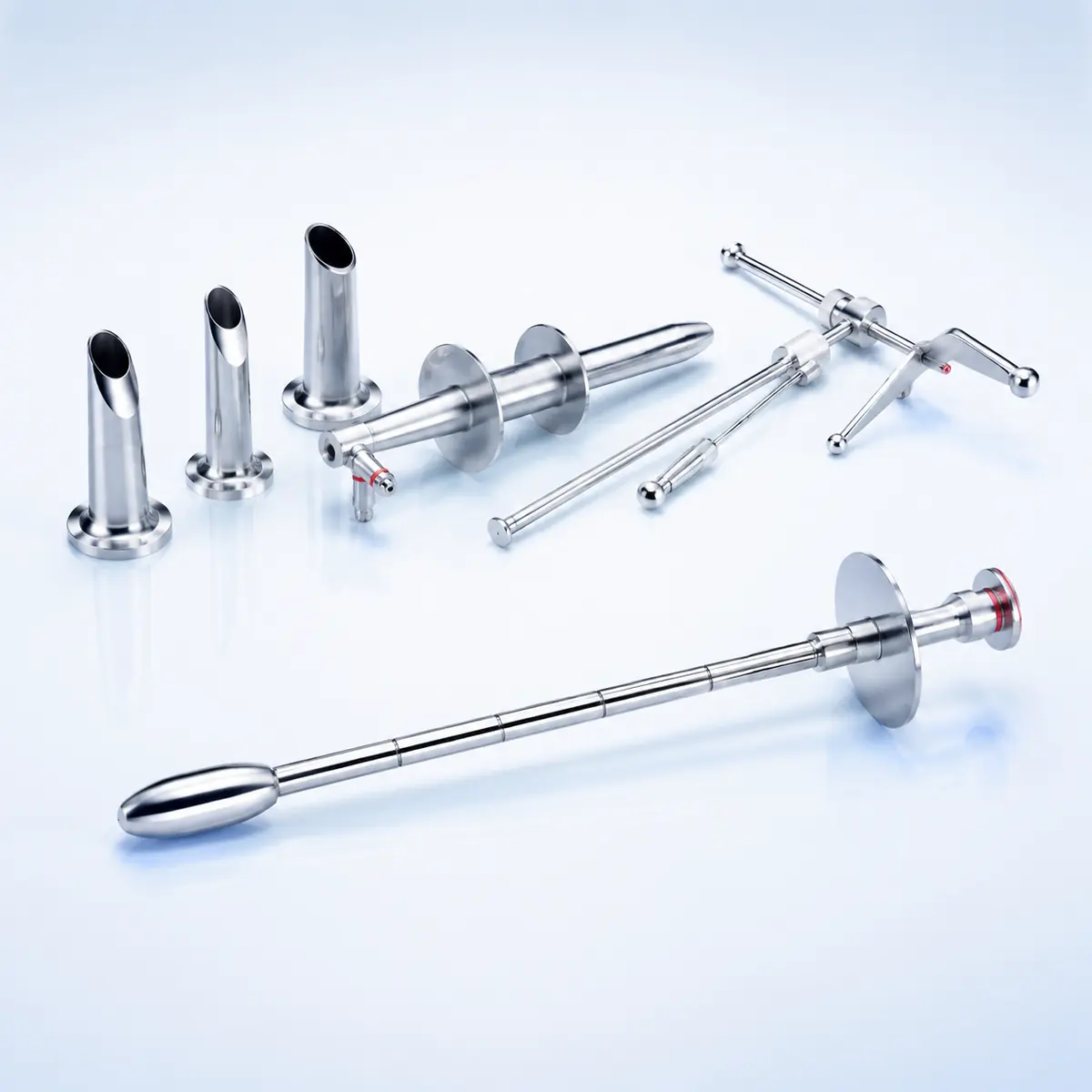 Rectal Probes surgical instrument on a clean clinical blue background